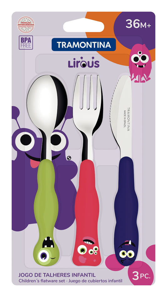 3pc. Children's Tableware Set Mons (Blister Packaging)