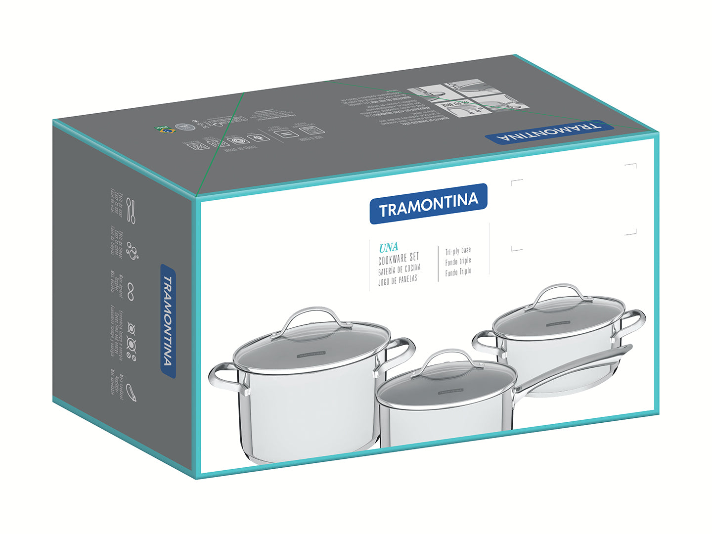 7pc. Stainless Steel Cookware Set - Una (stainless steel)