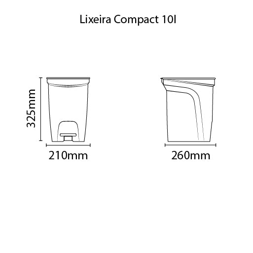 Plastic Compact Trash Can 10l Bin