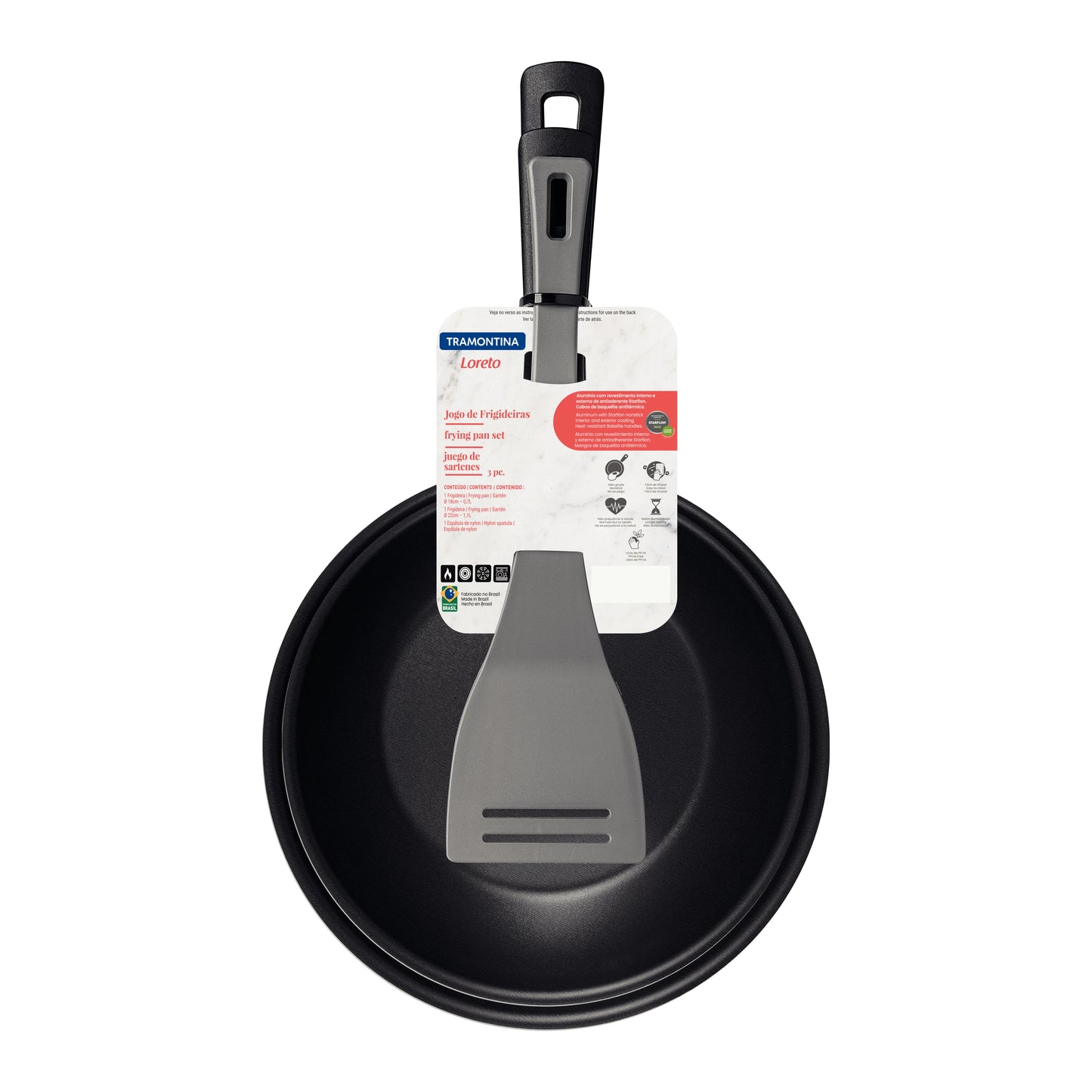 3pc. (18, 22cm, spatula) - Loreto (non-stick)