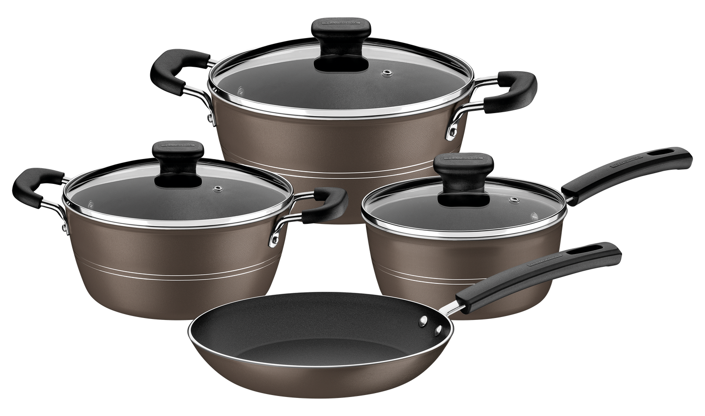 4pc Aluminum Cookware Set with Interior and Exterior Nonstick Coating - Sicília (3mm thickness) (non-stick)