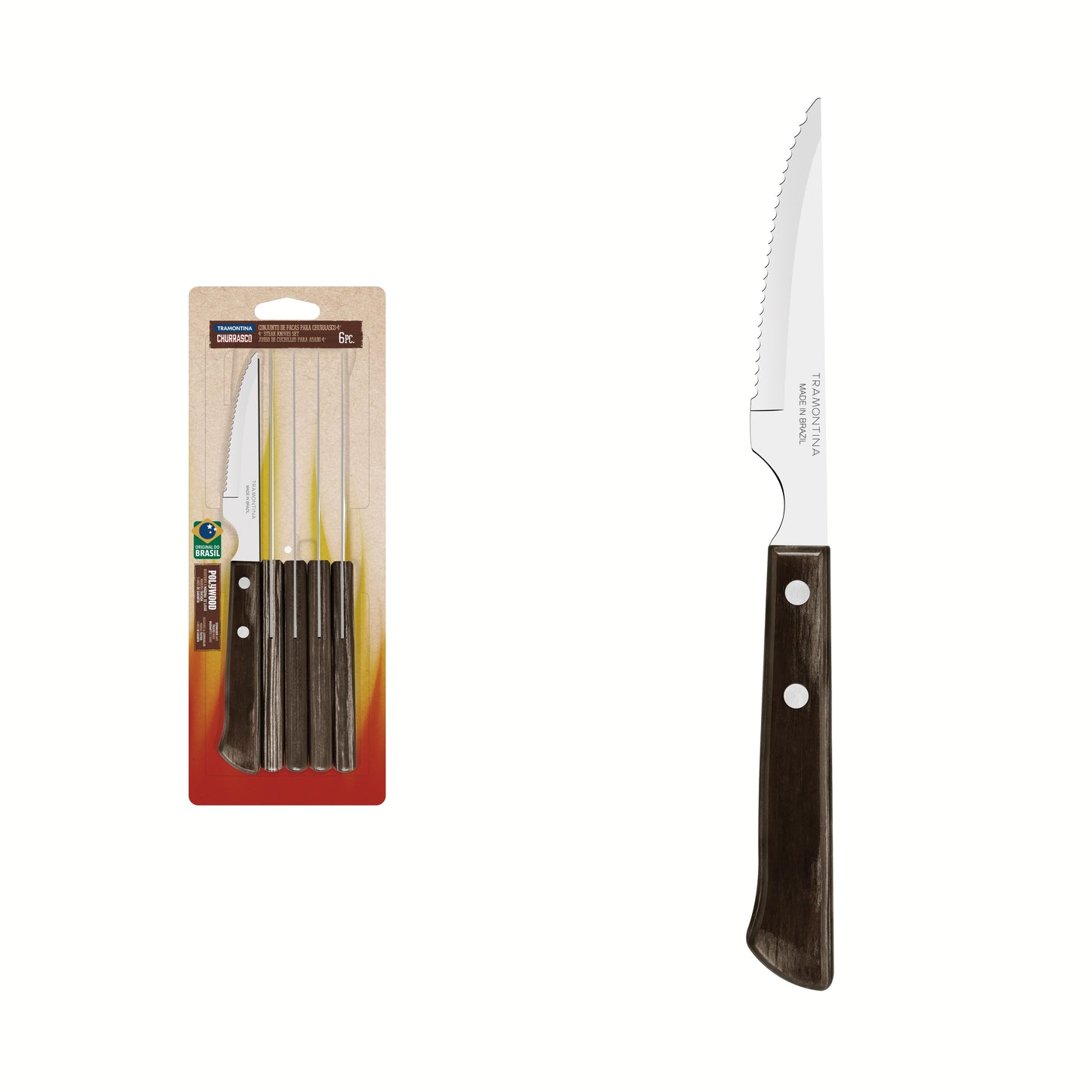 6pc. Steak Knife Set, Brown