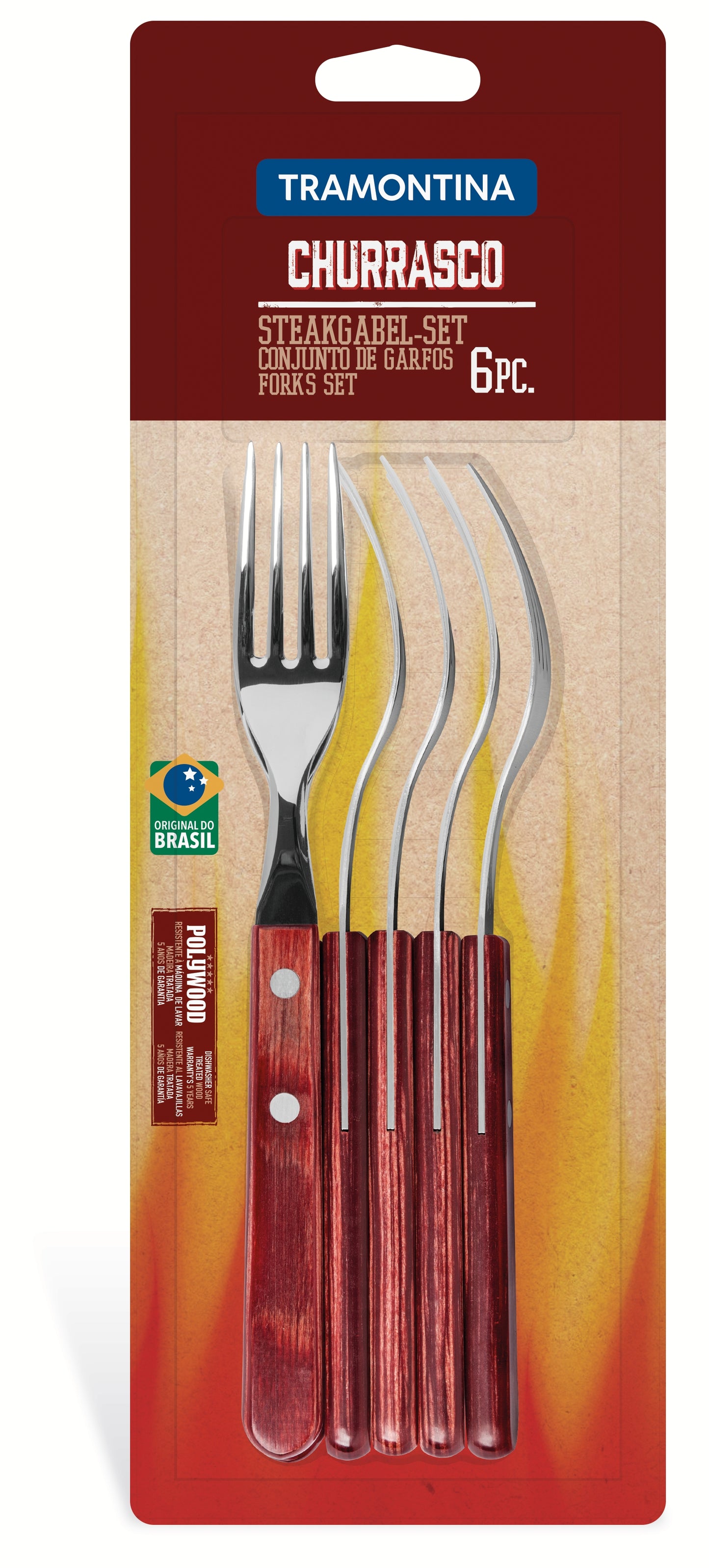 6pc. Table Forks Set, Red