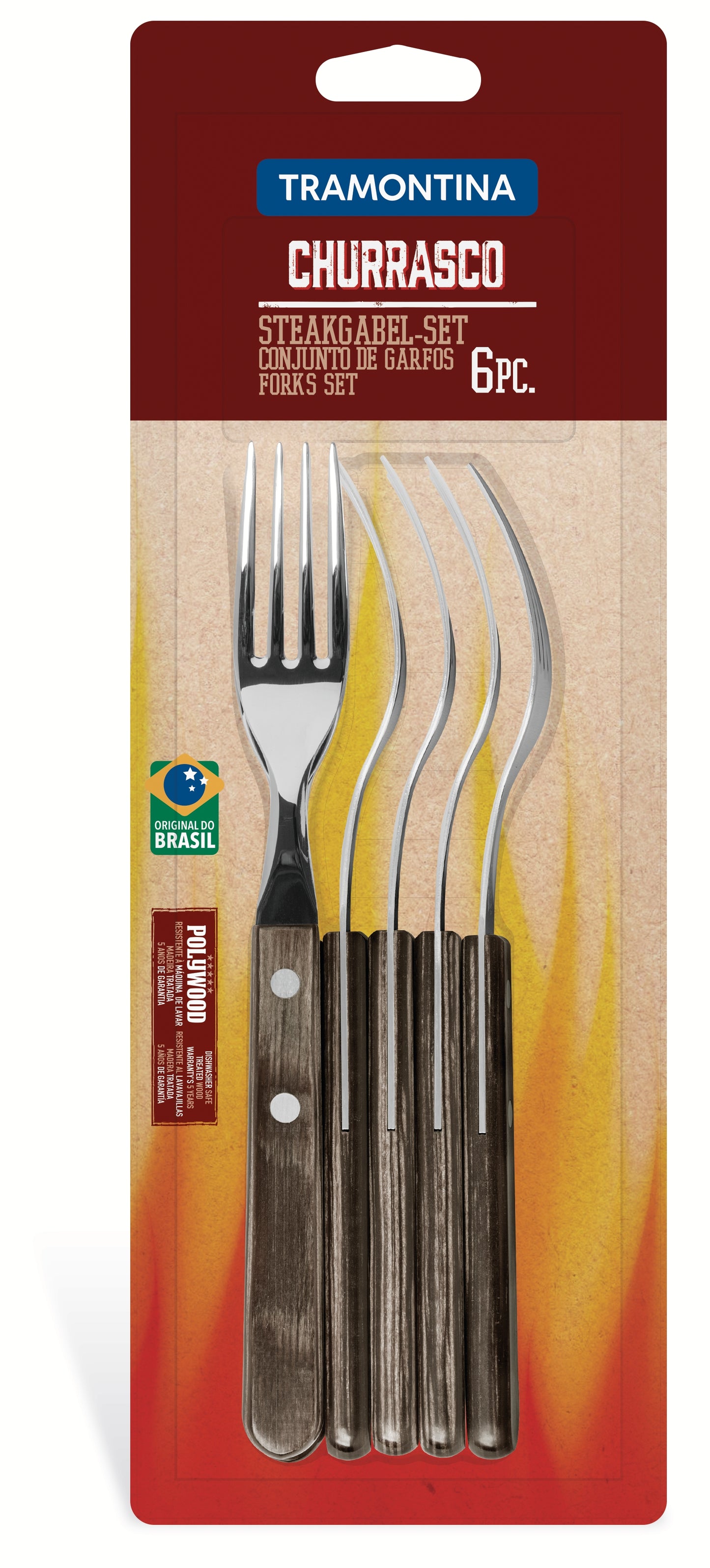 6pc. Table Forks Set, Brown