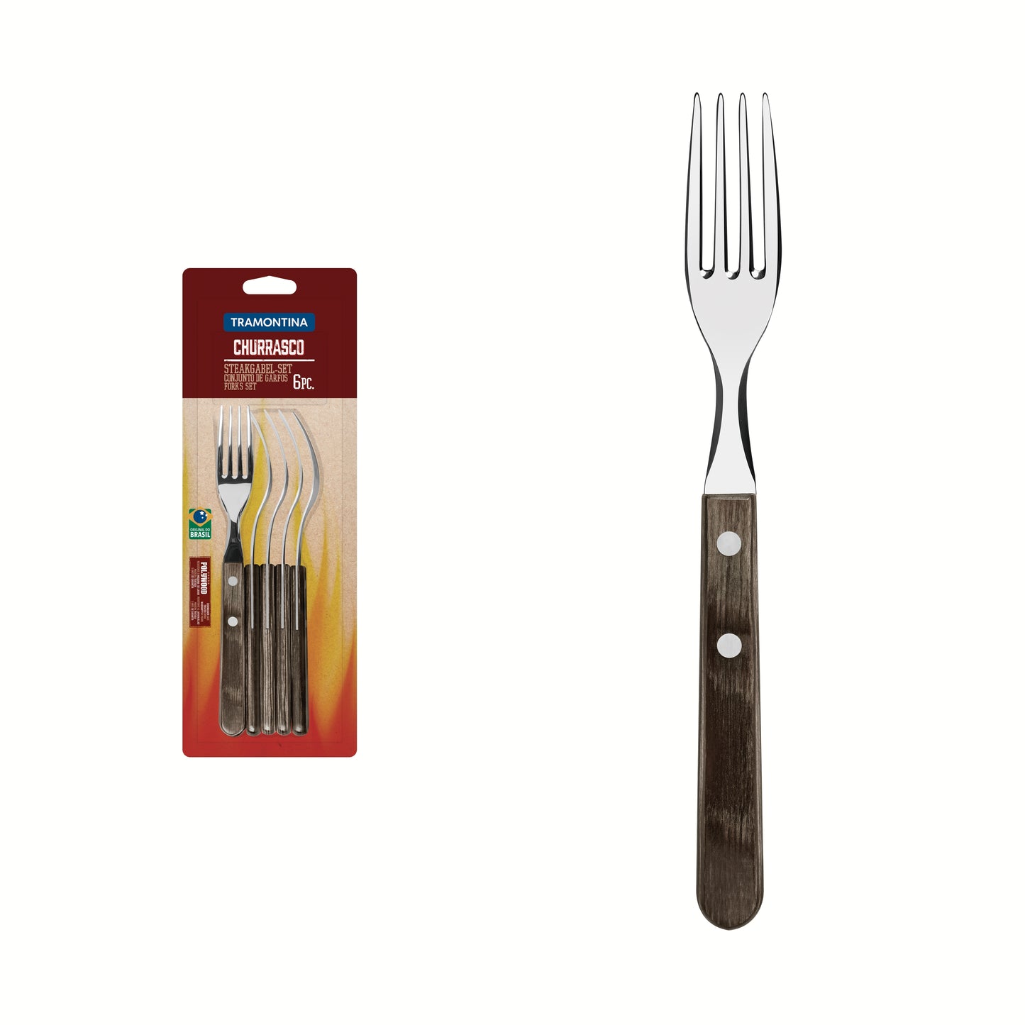 6pc. Table Forks Set, Brown