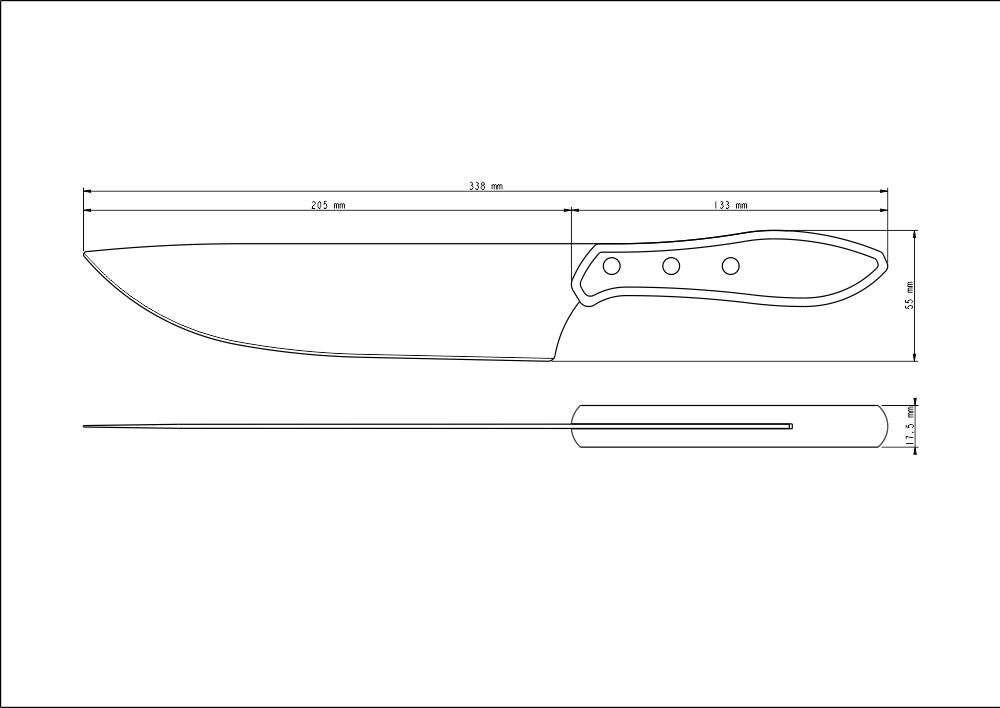 8" (20cm) Meat Knife, Brown (Blister Packaging)