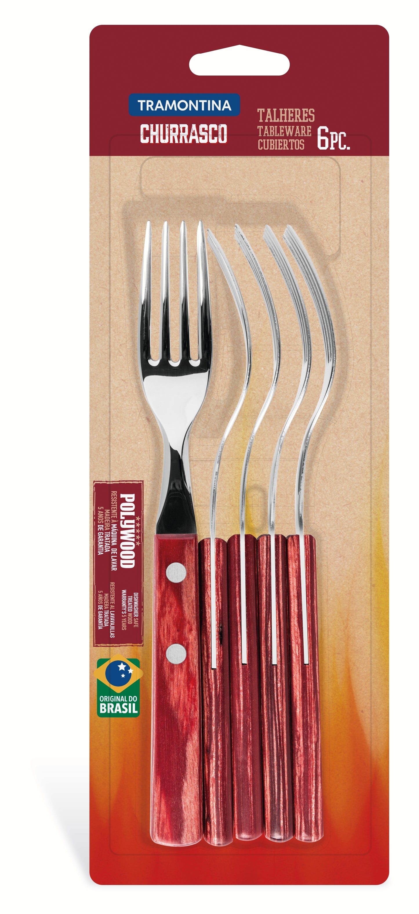 6pc. Table Forks Set, Red