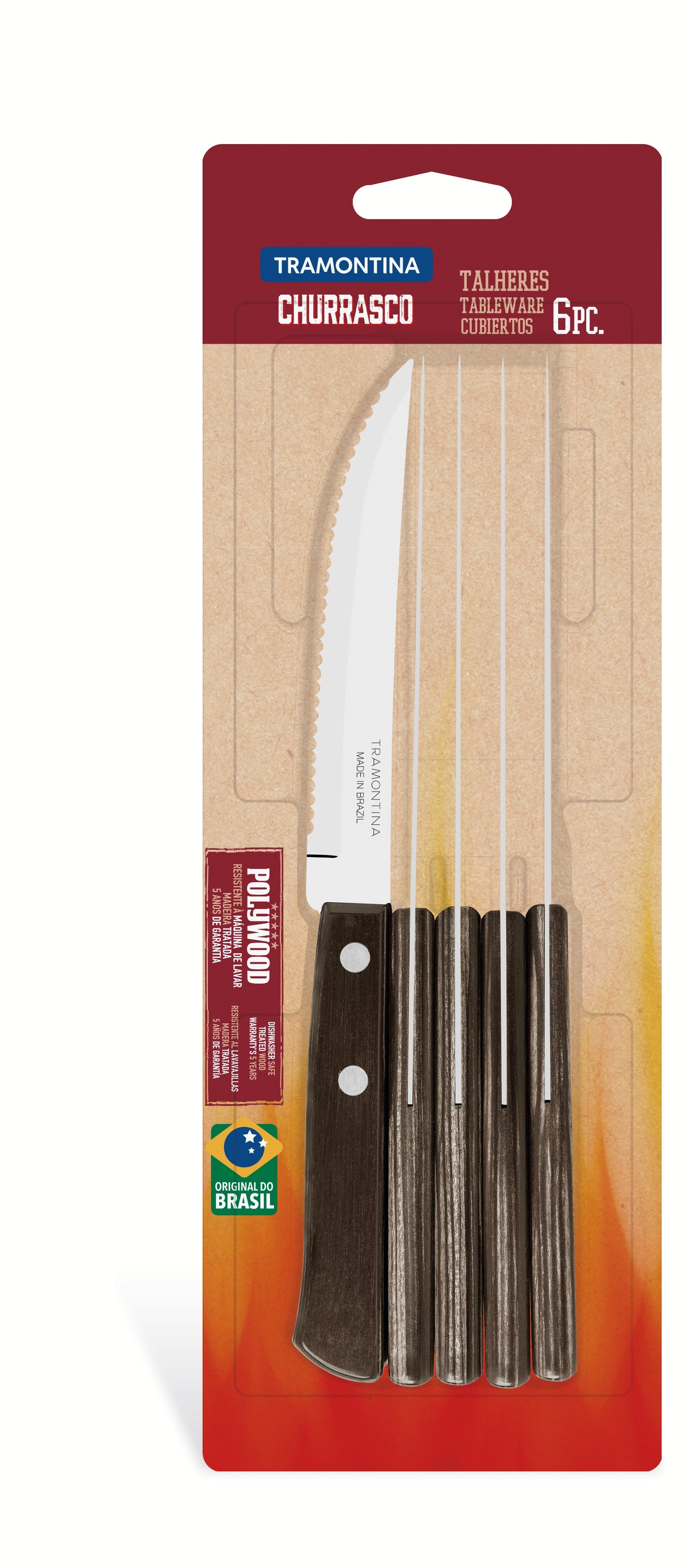 6pc. Steak Knife Set, Brown