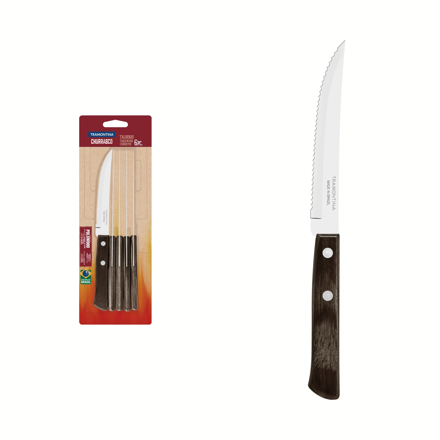 6pc. Steak Knife Set, Brown