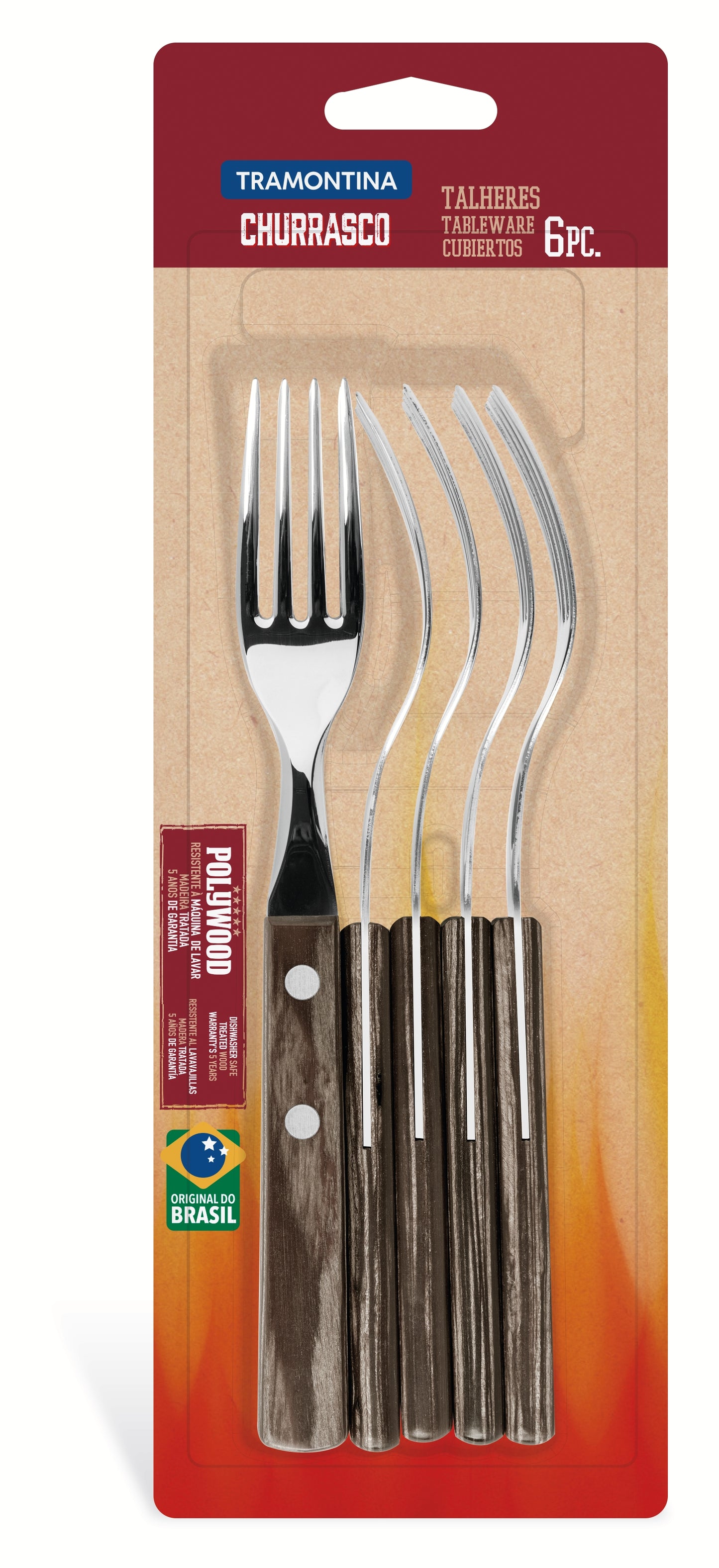 6pc. Table Forks Set, Brown