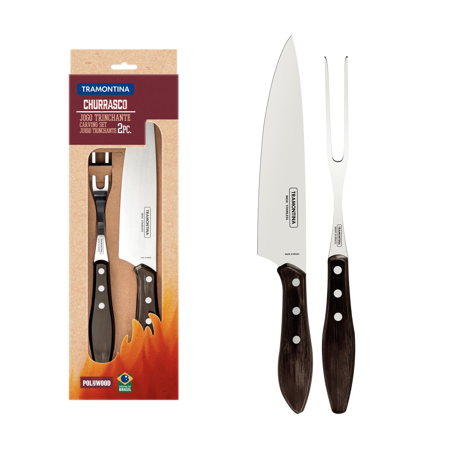 2pc. Braai Set, Brown