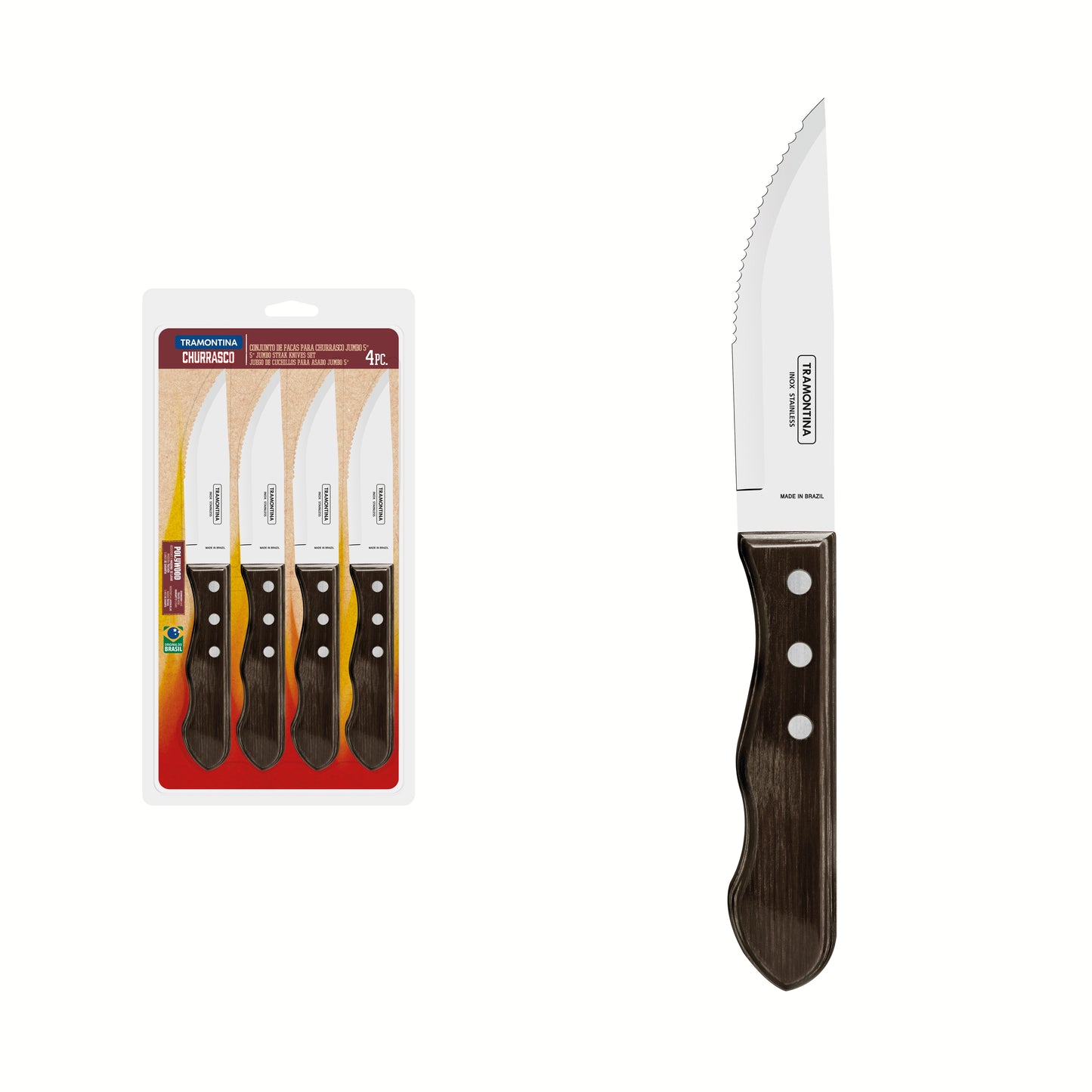 4pc. Jumbo Steak Knife Set, Brown