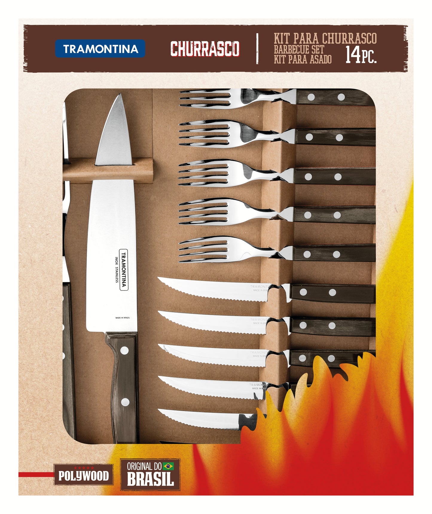 14pc. Braai Set, Brown