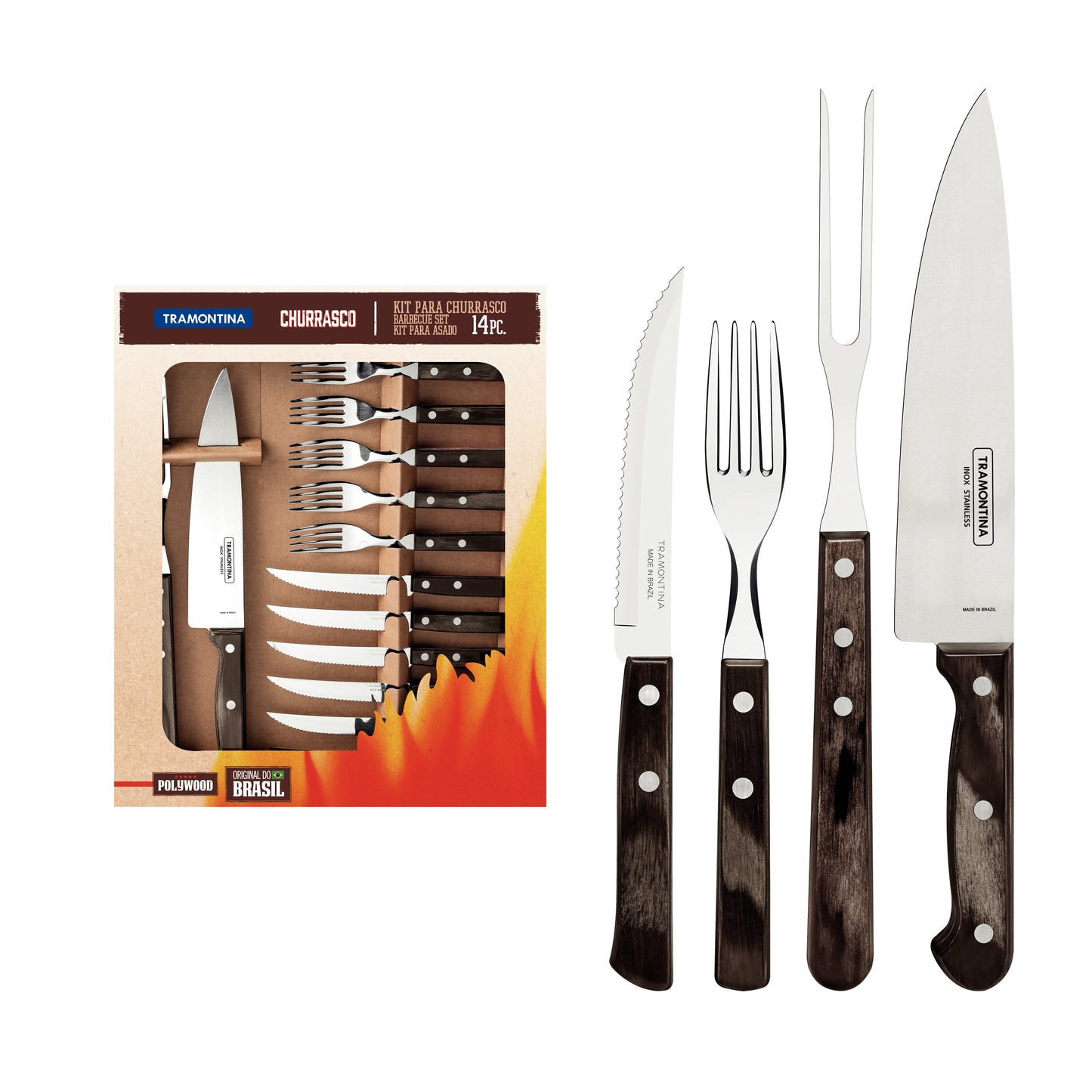 14pc. Braai Set, Brown