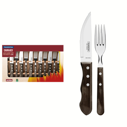 12pc. Jumbo Knives Braai Set, Brown