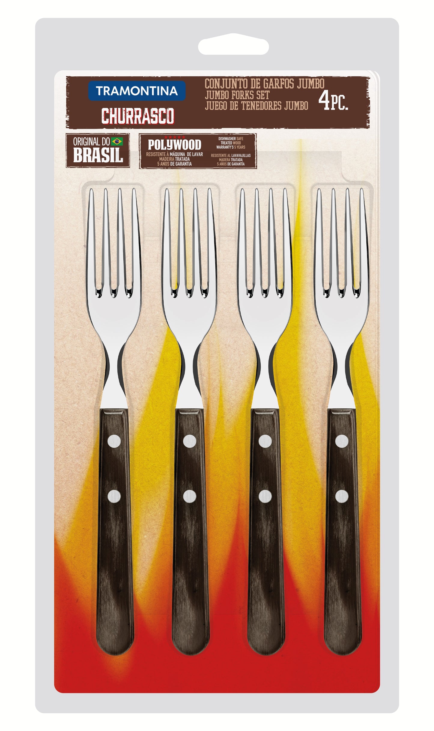 4pc. Jumbo Forks Set, Brown