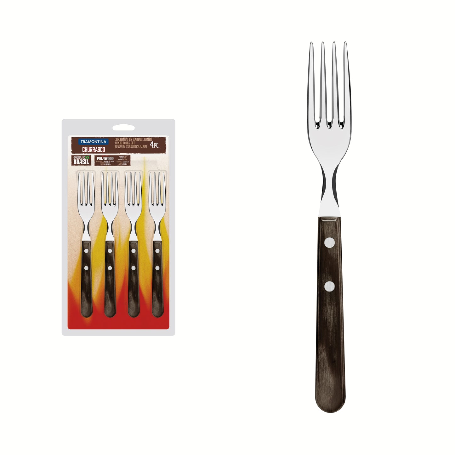 4pc. Jumbo Forks Set, Brown