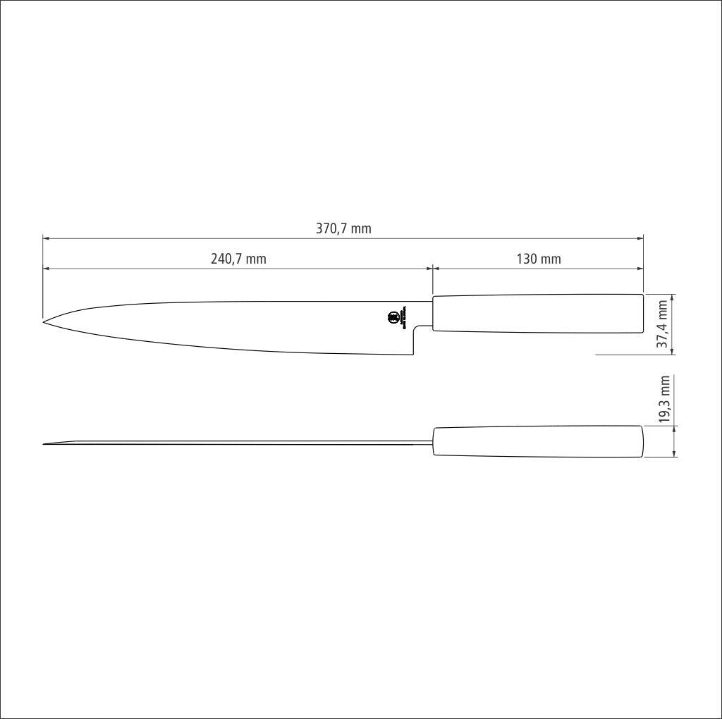 9'' (23cm) Sushi Knife Yanagiba - Silver