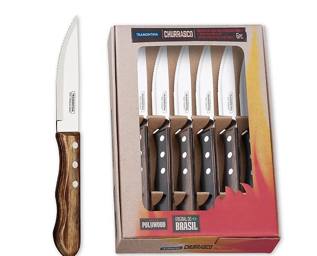 6pc. Jumbo Steak Knife Set, Brown