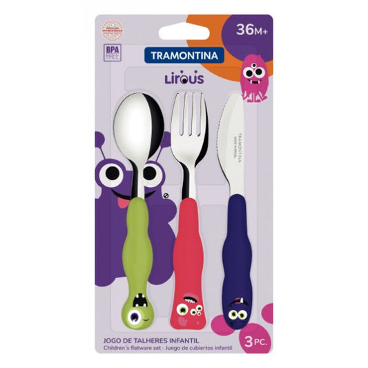 3pc. Children's Tableware Set Mons (Blister Packaging)