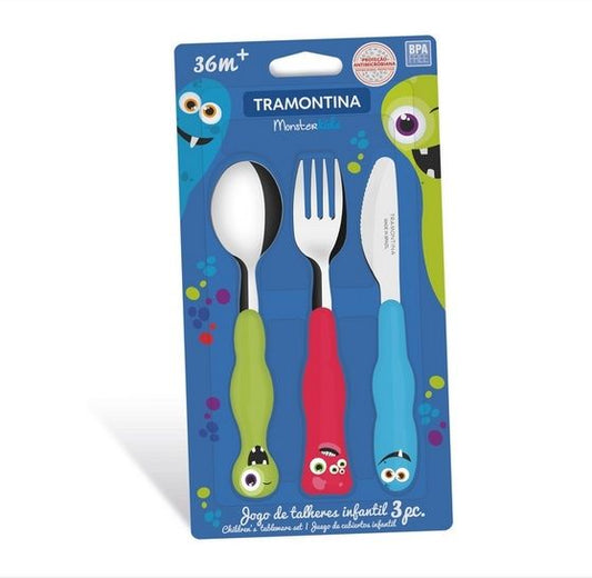 3pc. Children's Tableware Set Mons (Blister Packaging)