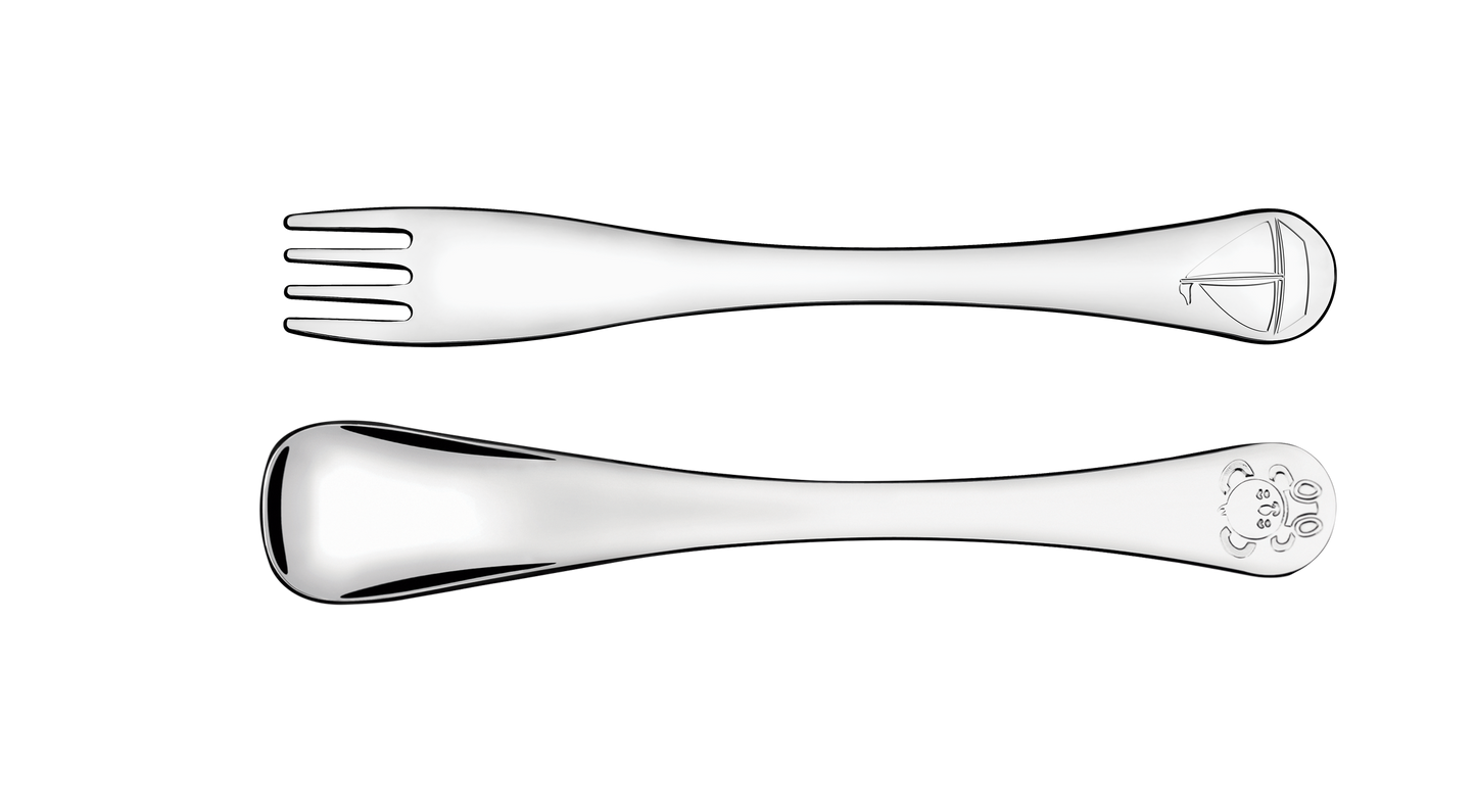 2pc. Child's Set Boys, Stainless Steel. Fork and Spoon.