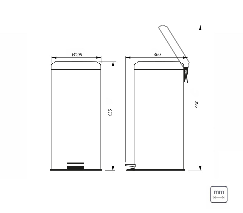 Stainless Steel Pedal Bin 30l